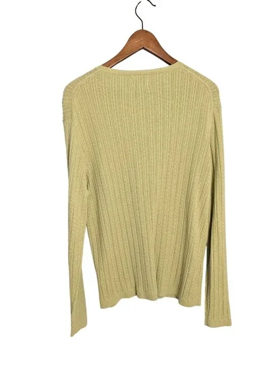 Foxcroft Women Sage Green Supima Cotton 2 Piece Cardigan Shell Set Size L Ribbed - Picture 12 of 16